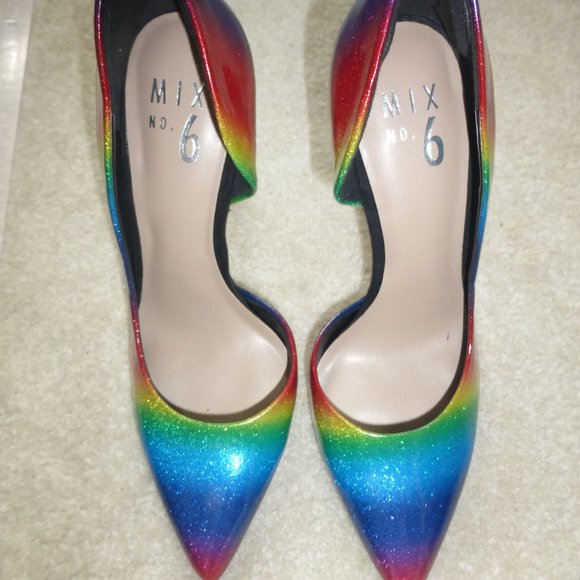 DSW 🌈RAINBOW multi-colour sparkly D'Orsay party pumps🌈 - Picture 7 of 8